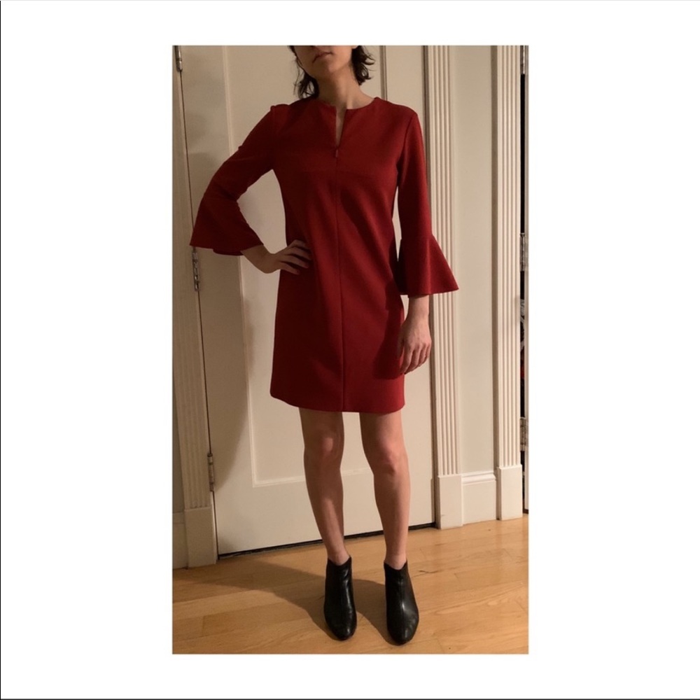Deep Red Tibi Work Dress - Perfect for Spring